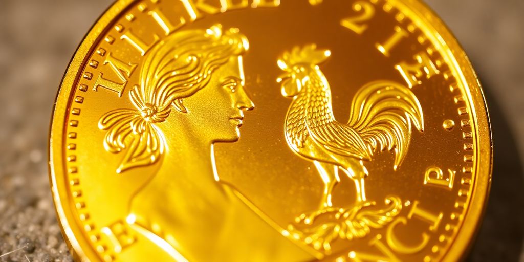 Pièce 20 Francs Marianne Coq dorée.