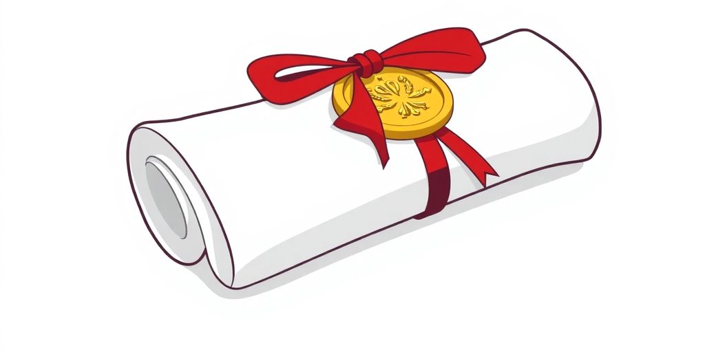 Certificate with a gold seal and ribbon.
