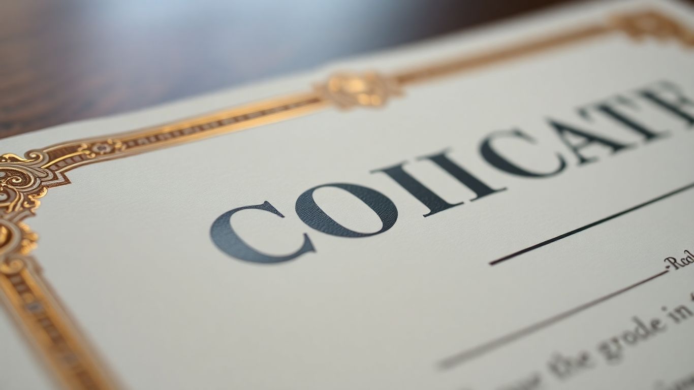 Ornate stock certificate with a golden sheen.