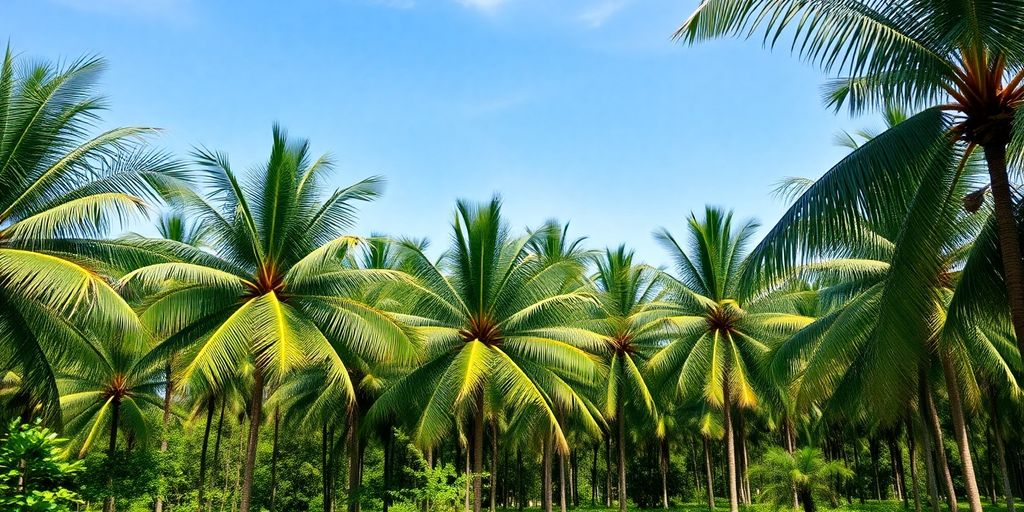 Lush palm plantation in Phangnga, Thailand.
