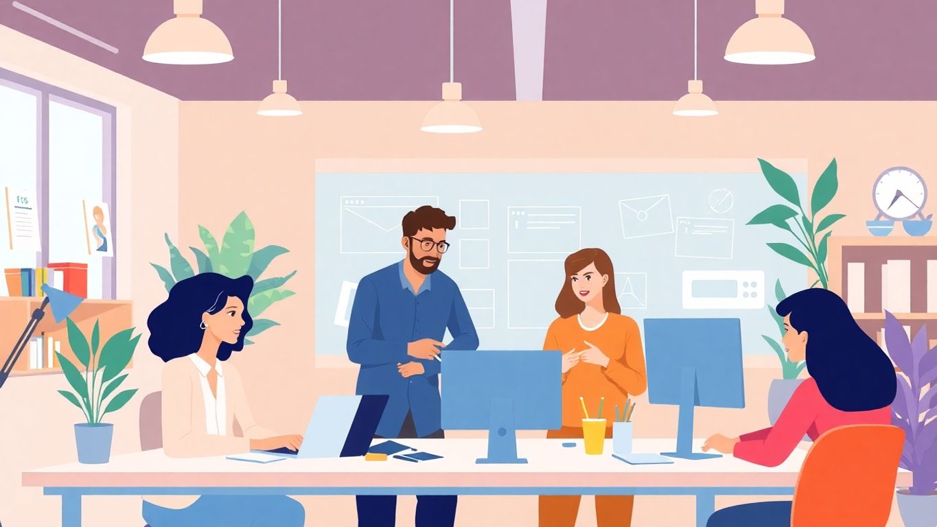 Flerfoldige gründere samarbeider i et moderne arbeidsrom.