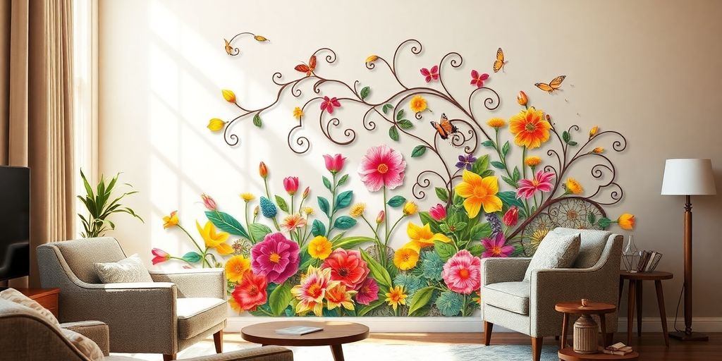 Vibrant custom wall stickers transforming a room's decor.