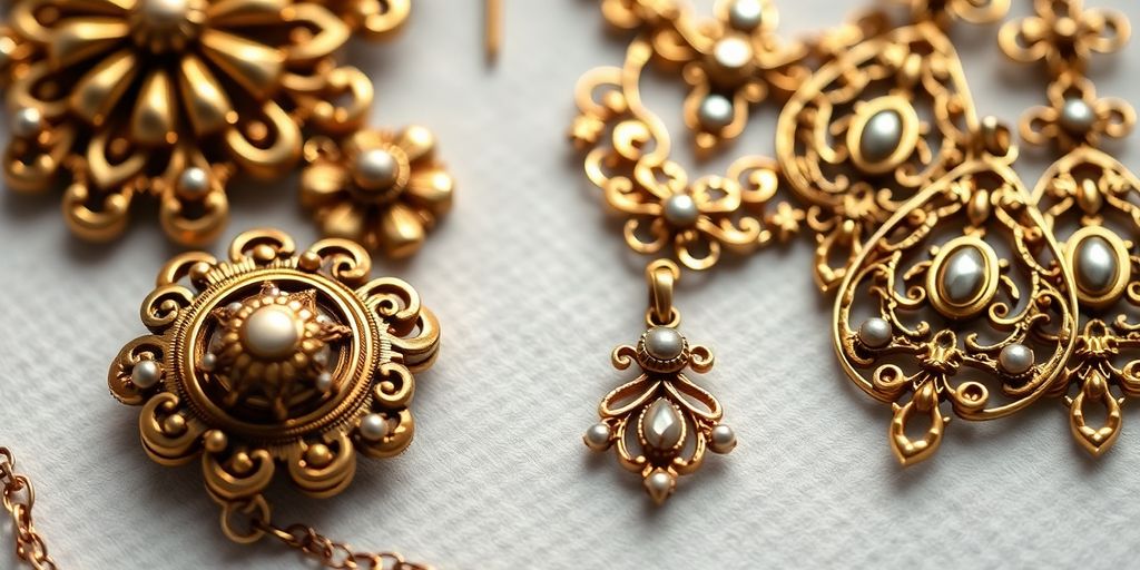 Bijoux anciens en or avec des designs raffinés.