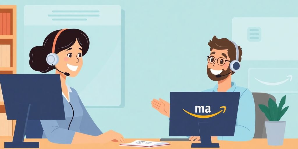 Freundlicher Kundenservice-Mitarbeiter mit zufriedenen Kunden.