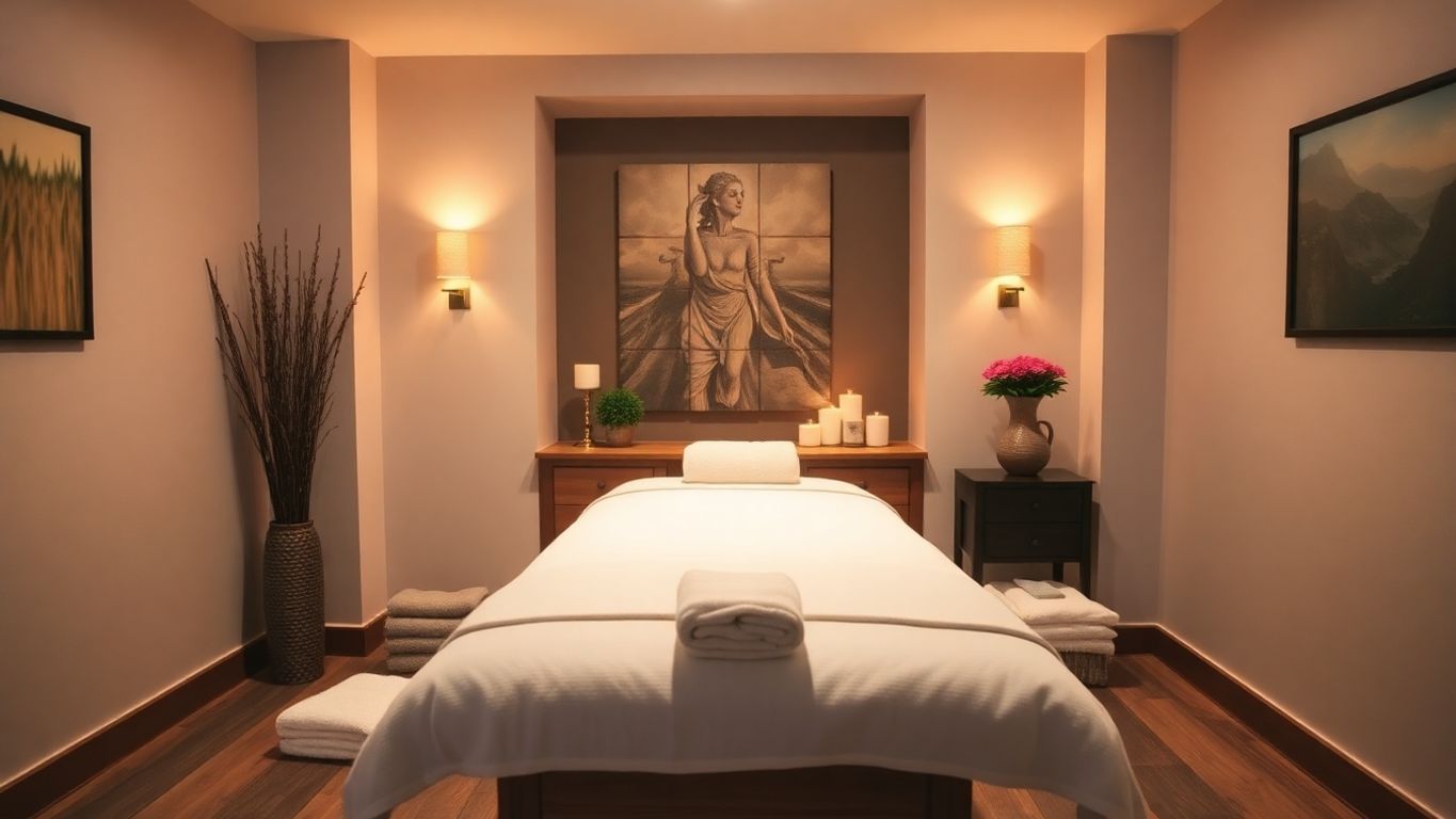 Rahatlatıcı bir masaj alanı görüntüsü.