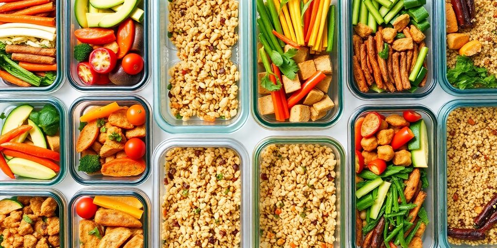 Prepared healthy meals in containers, ready for the week.
