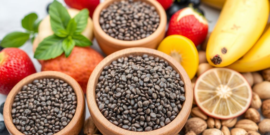 Chia seeds with fruits and nuts