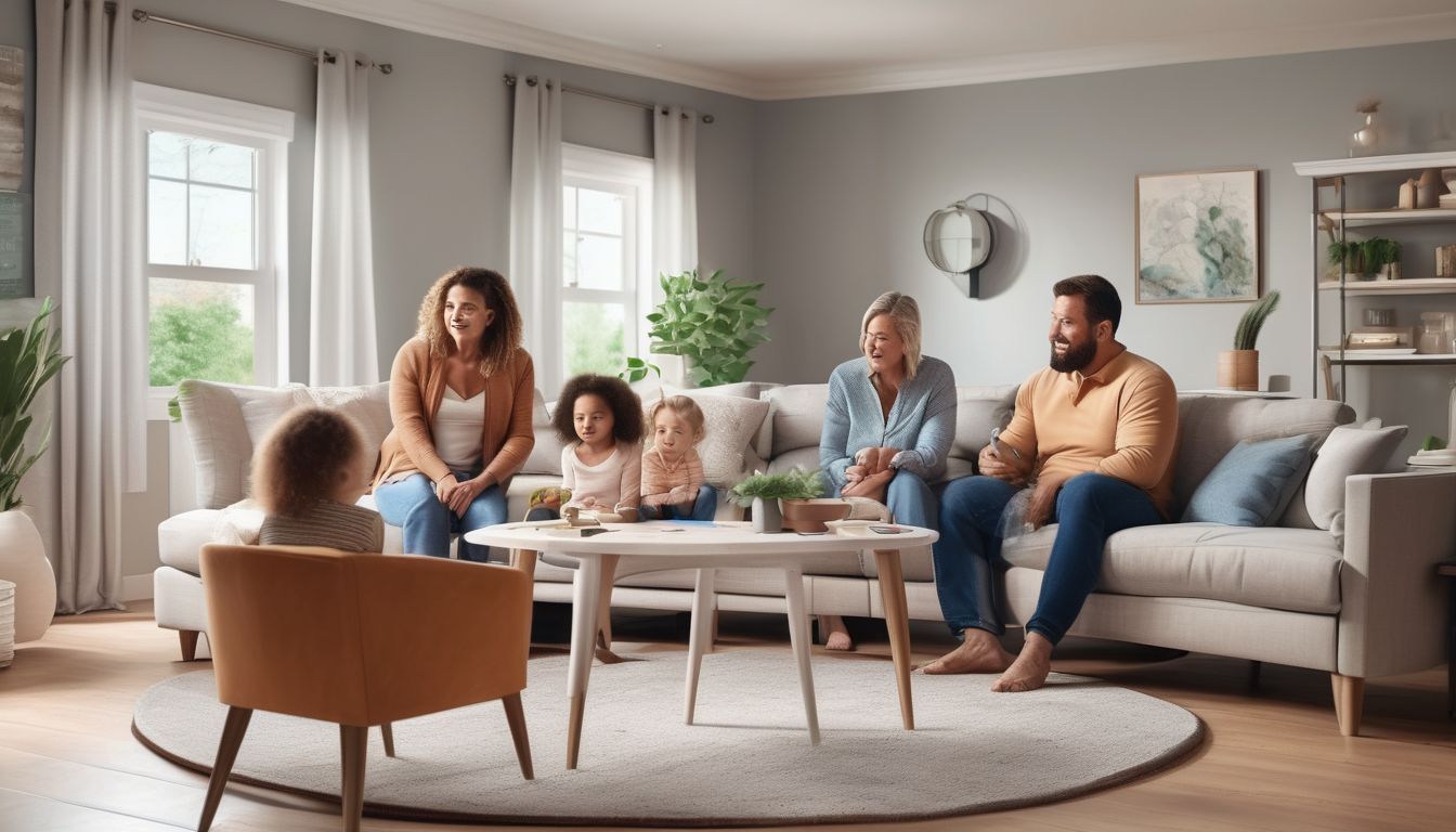 family learning about home security