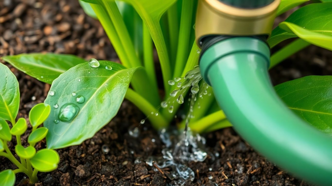 Gartenpflanze wird gründlich gegossen
