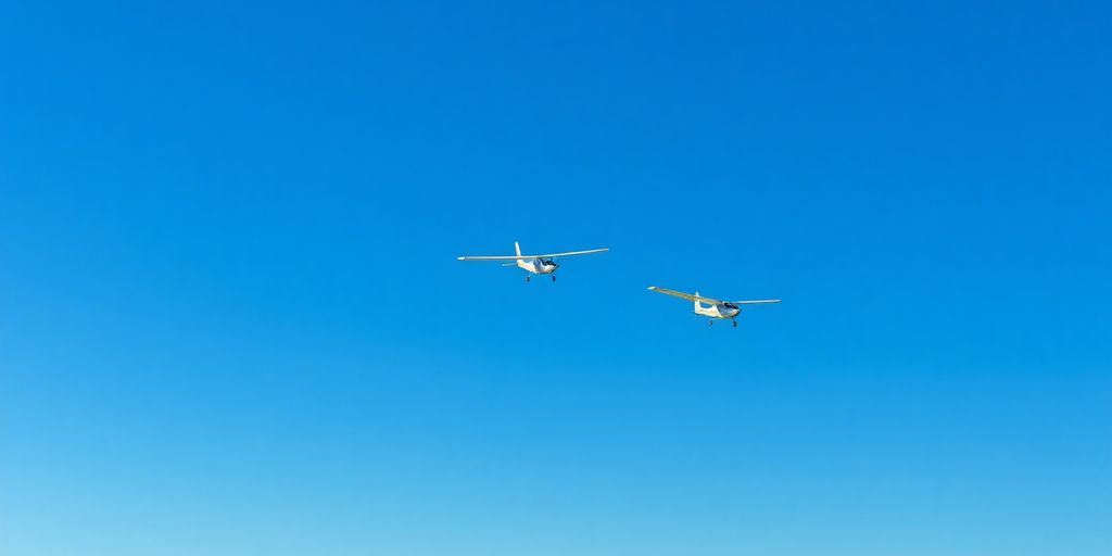Planeurs planant dans le ciel au-dessus de Pont Saint Vincent.