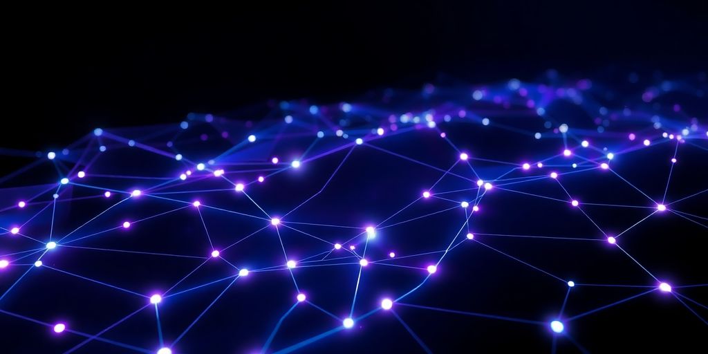 Abstract web of interconnected glowing lines.