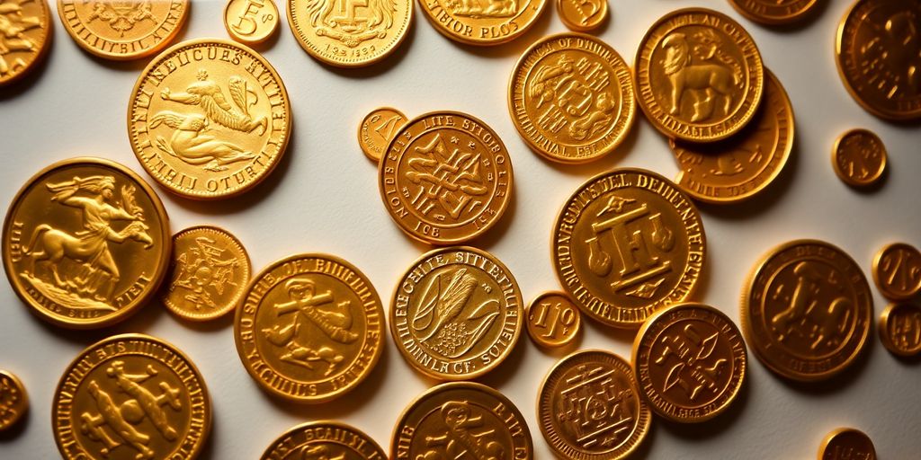 Collection de pièces d'or historiques.