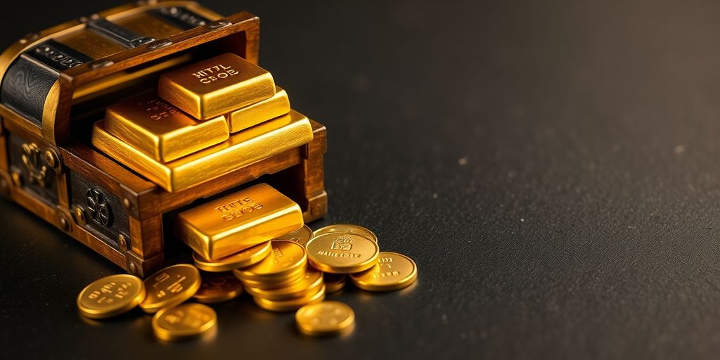 Lingots et pièces d'or brillant