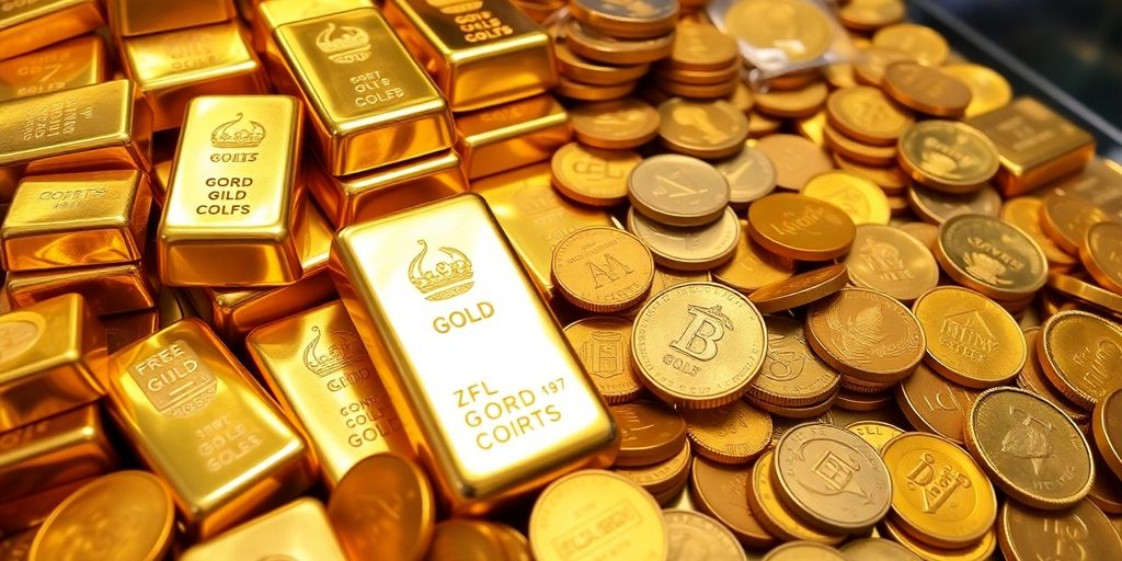 Lingots d'or et pièces d'or pour l'achat.