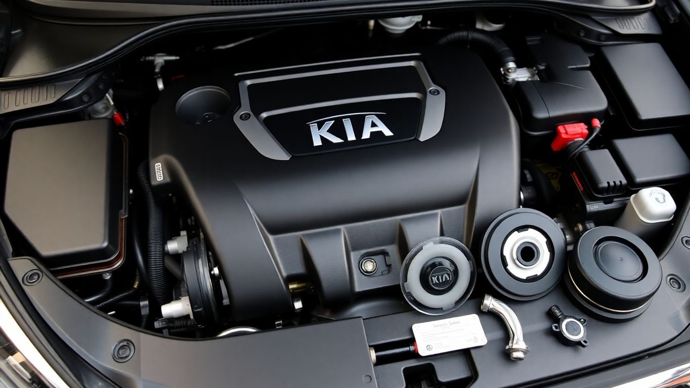 Genuine Kia auto parts and engine detail
