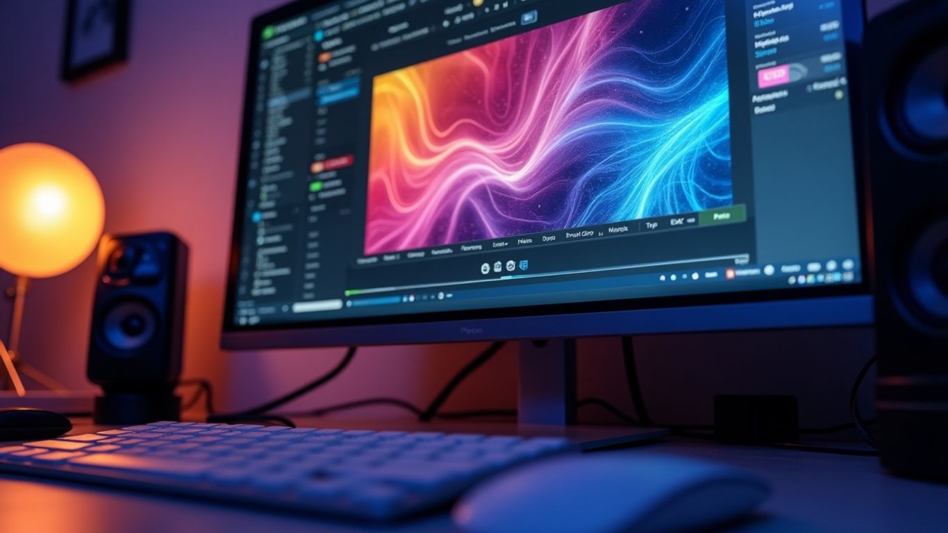 Computer screen with AI video generator interface.