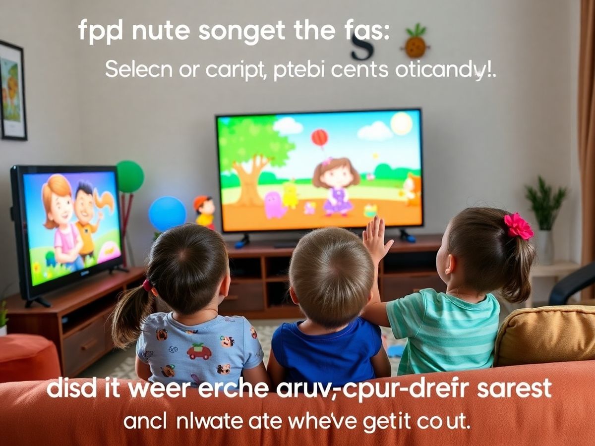 Copii uitându-se la desene animate educaționale acasă.