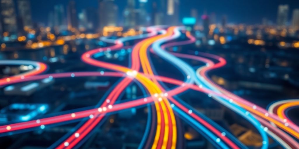 Data flowing on distinct network highways.