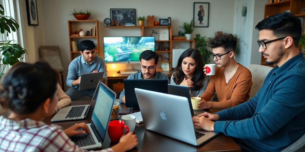 Diverse remote workers in home office settings.