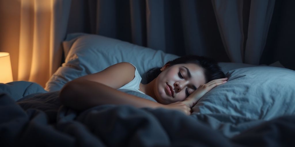Person sleeping soundly in a peaceful bedroom.