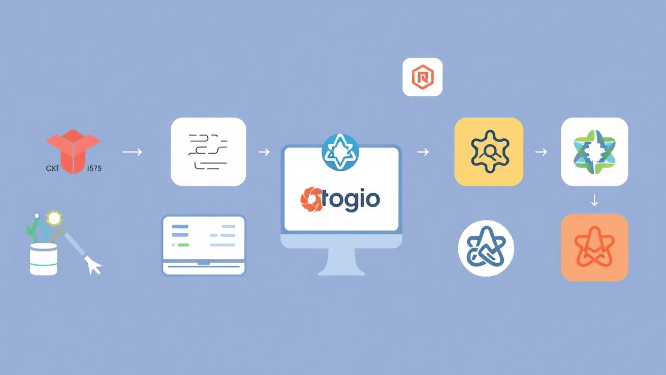 Illustrasjon av logo design prosess med myke farger.