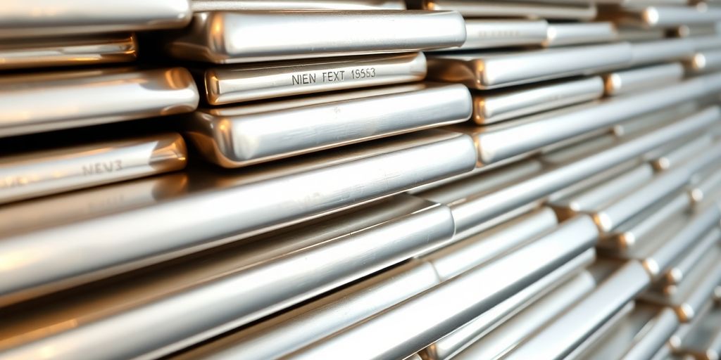 Lingots d'argent brillants empilés.