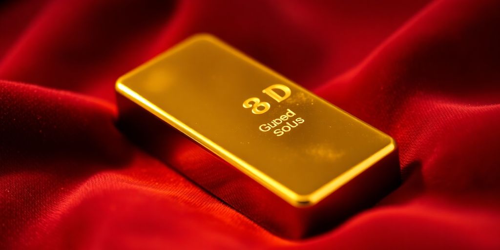 Une barre d'or sur un tissu en velours.