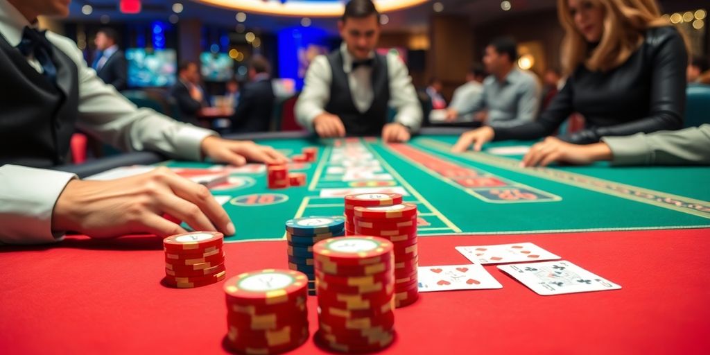 ภาพของโต๊ะบาคาร่าในคาสิโนสมัยใหม่