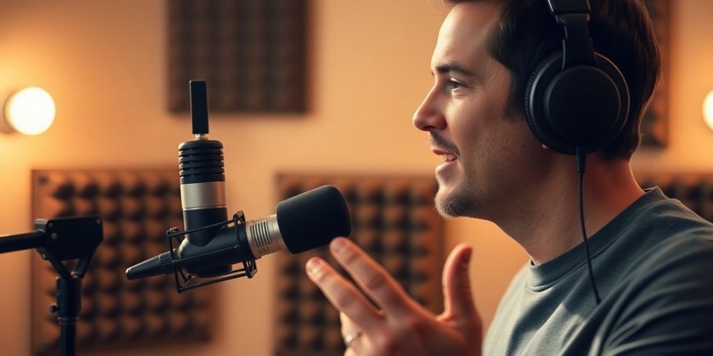 Man speaking into microphone.