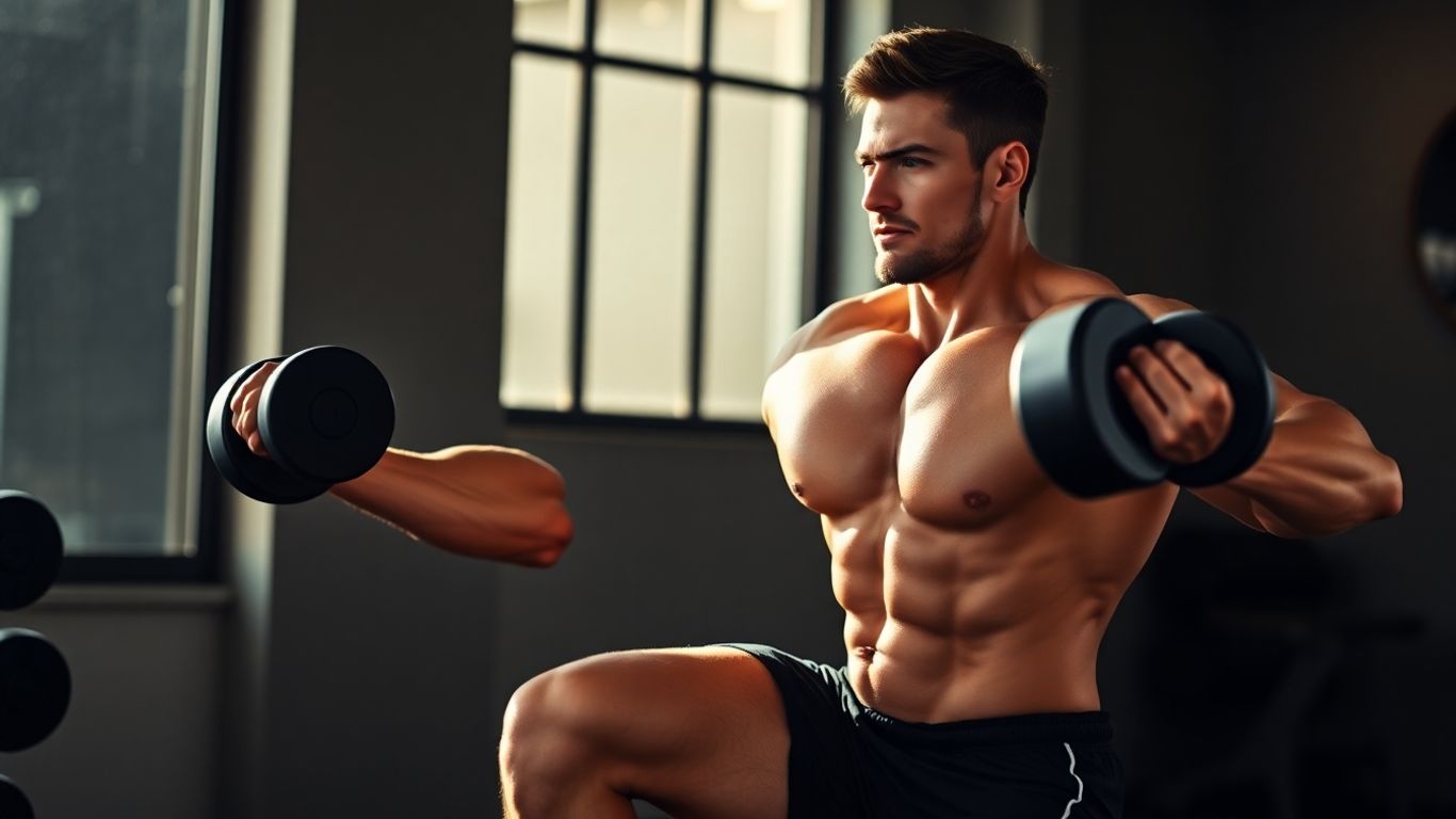 Person doing weighted lunges with dumbbells in a gym.