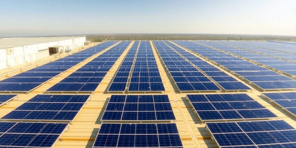 Loblaw rooftop solar panels covering a large building.