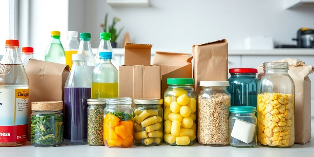 Croydon residents sorting colourful recyclable packaging.
