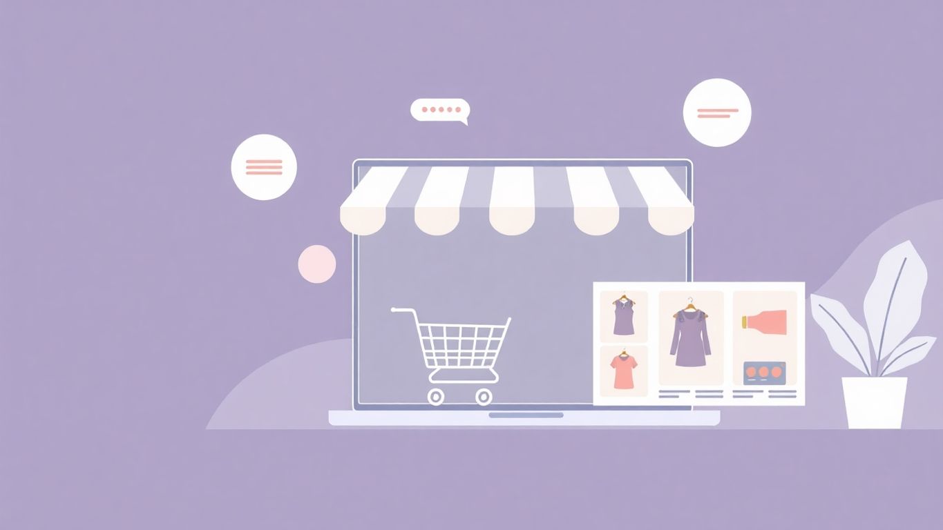 Moderne illustrasjon av en nettbutikk med søkemotoroptimalisering.