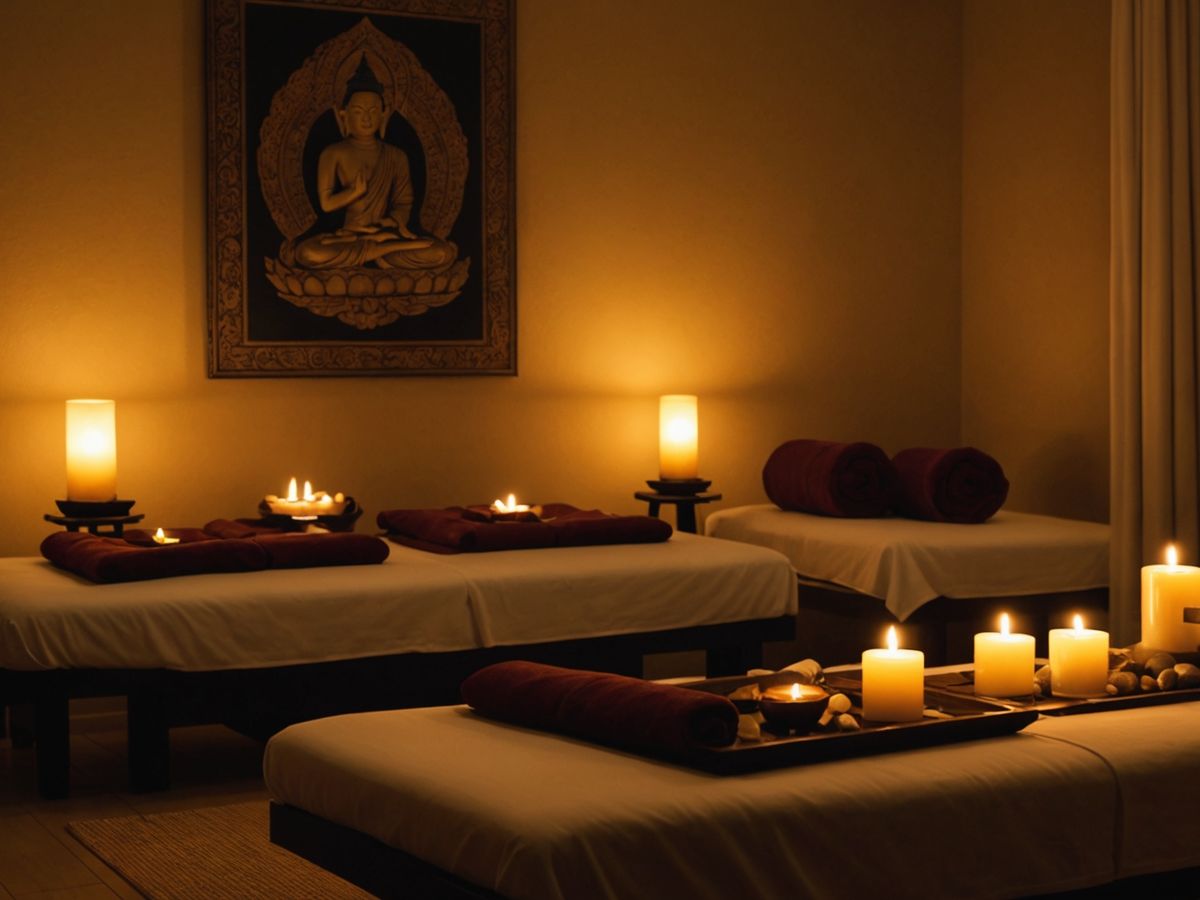 Serene spa room with dim lighting
