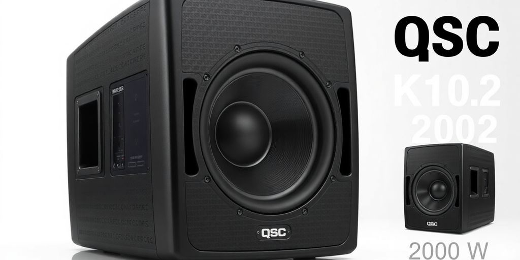 QSC K10.2 active loudspeaker with a sleek black finish.
