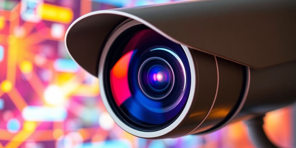 Fotografia kamery monitorującej w nowoczesnym otoczeniu.