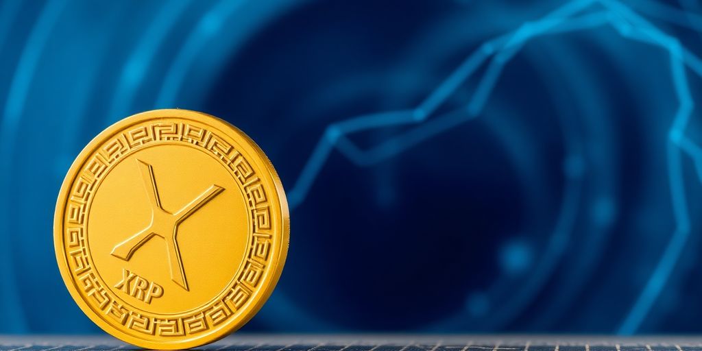 XRP cryptocurrency token rising upwards.