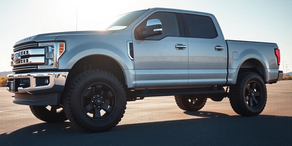 Clean, modern pick-up truck parked on a sunny lot.