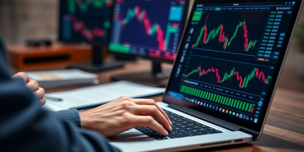 Person analyzing options trading data at a desk.