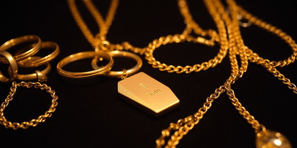 Bijoux en or empilés, un lingot doré