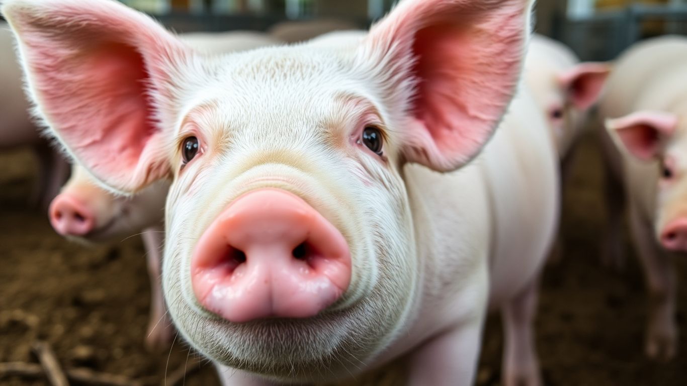 Porc européen dans un enclos de ferme