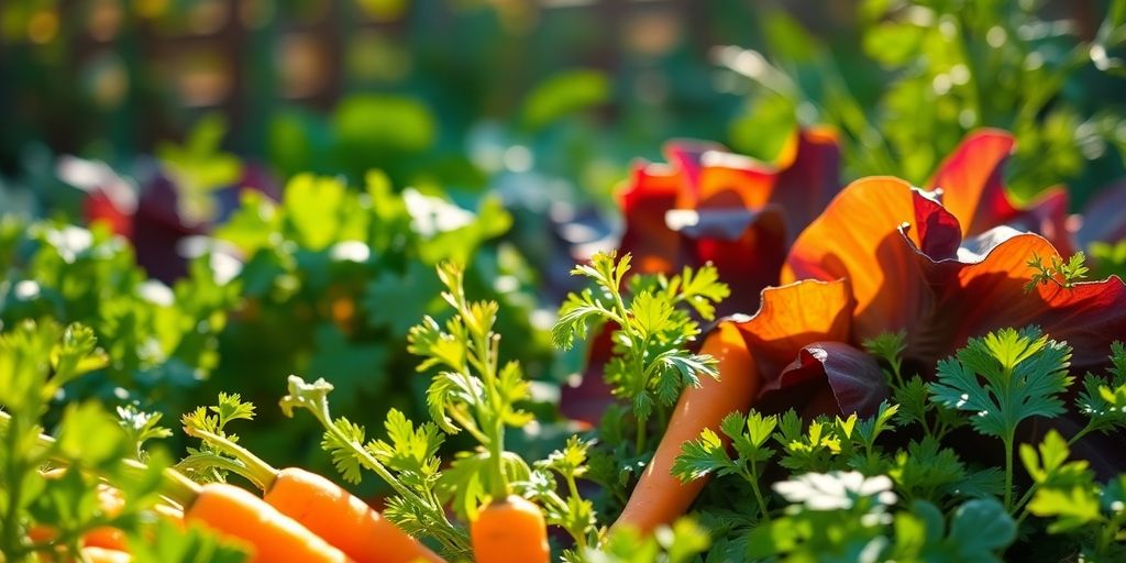 Frisches Gemüse im Garten mit Kräutern