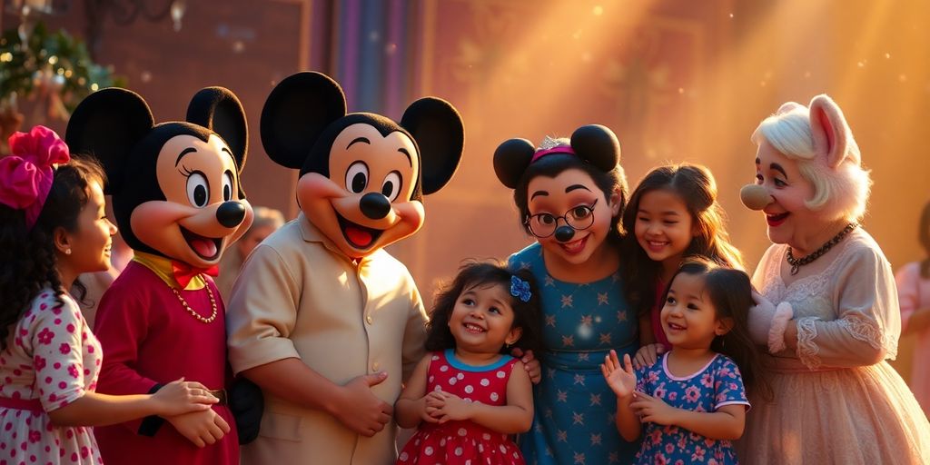 Disney characters connecting with audience.