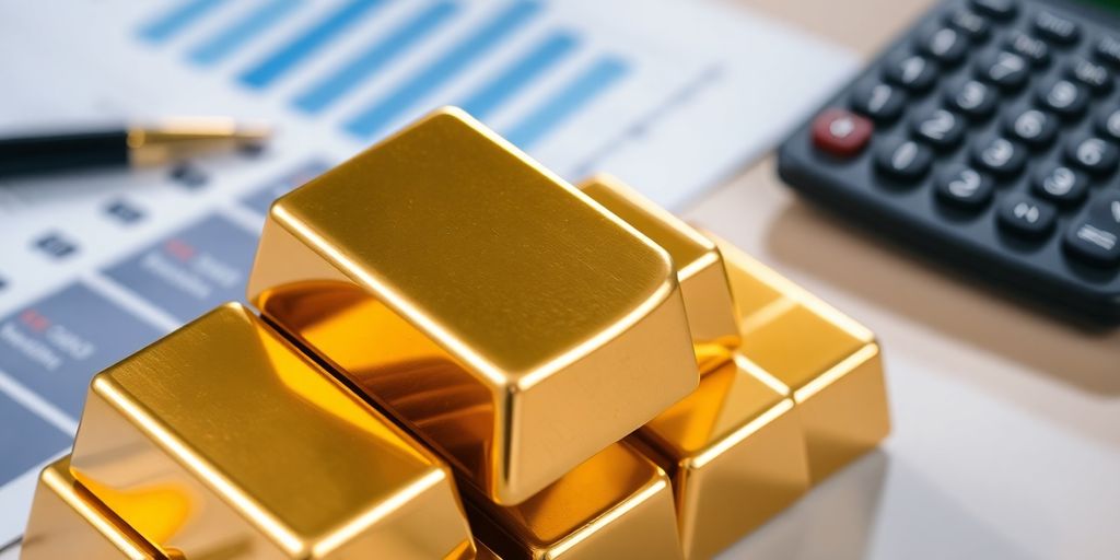 Des lingots d'or brillants sur un fond flou.