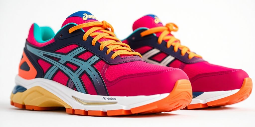 Pantofi sport Asics Gel-Kayano pe un fundal curat.