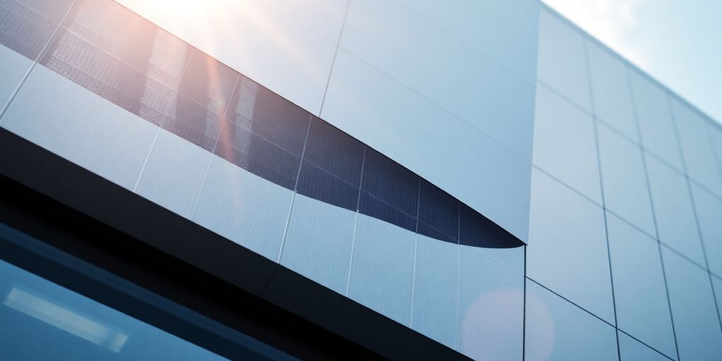 Films photovoltaïques intégrés dans une façade moderne.