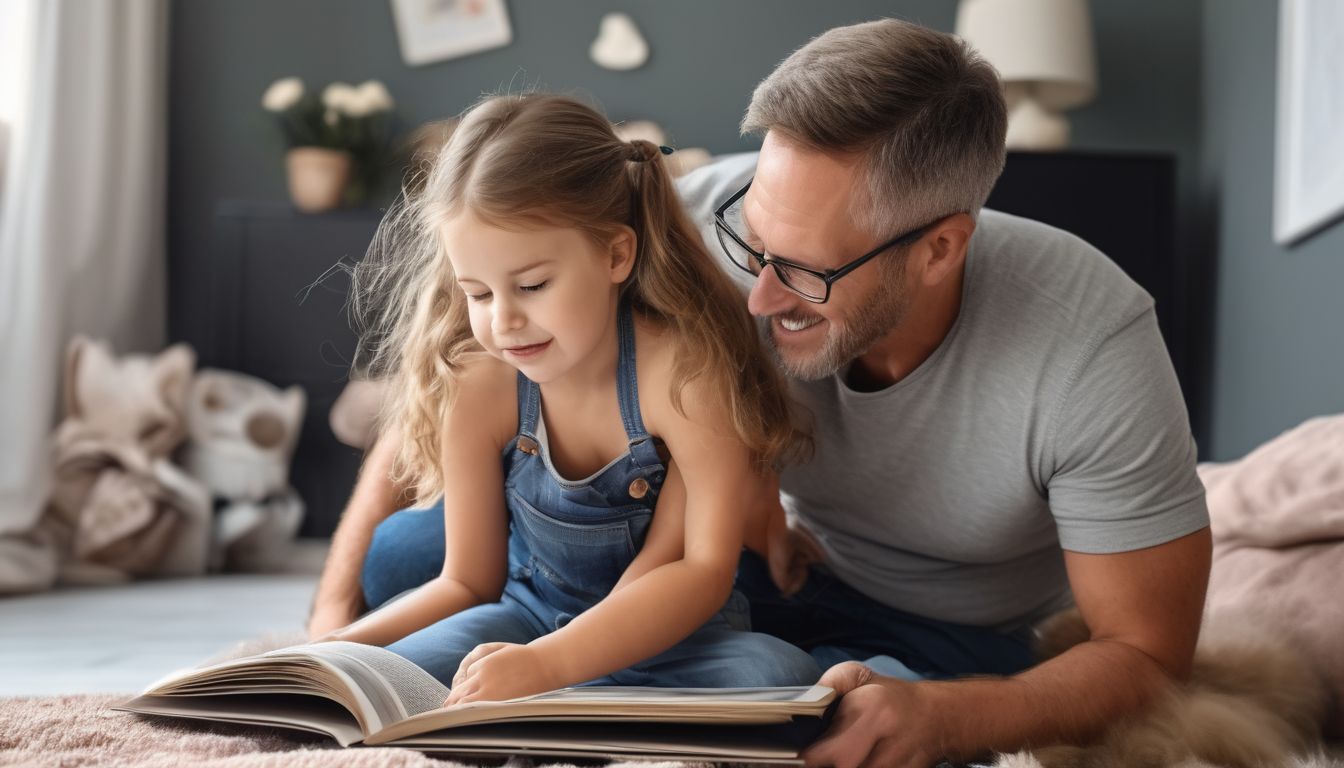 parent and child reading together at home