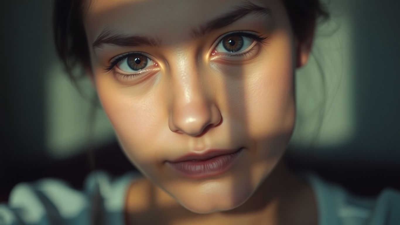 Personne avec une expression douce et réfléchie.