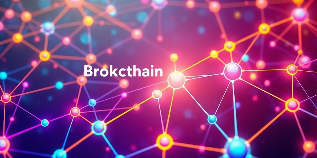 Illustrative blockchain nodes in a vibrant digital network.