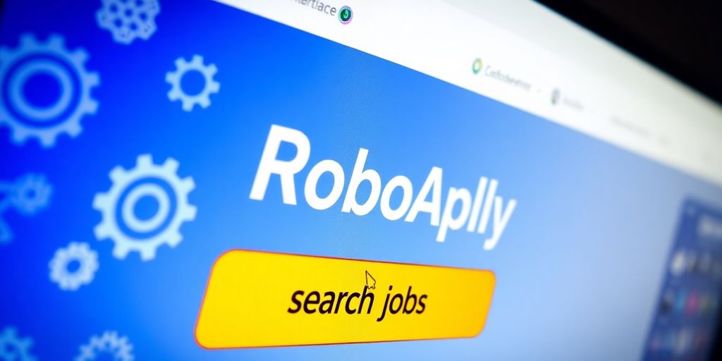 RoboApply website interface with engineering symbols